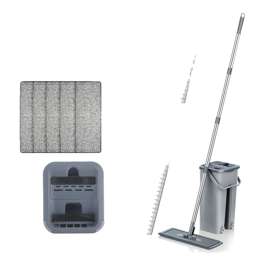 Variant image for Handvrije Vloerdweilset met Emmer en Wasbare Microvezel Doeken voor Houten Vloeren - Duurzaam en Efficiënt Reinigingssysteem-2