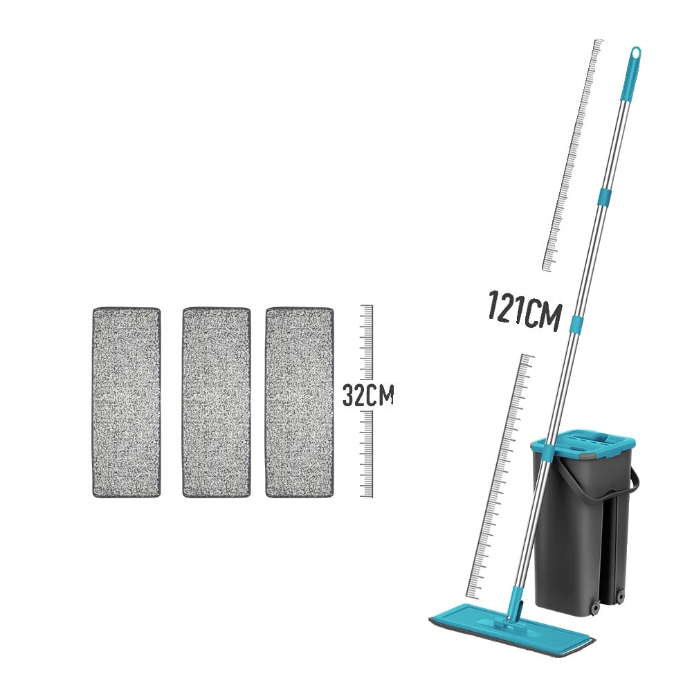 Variant image for Handvrije Vloerdweilset met Emmer en Wasbare Microvezel Doeken voor Houten Vloeren - Duurzaam en Efficiënt Reinigingssysteem-4