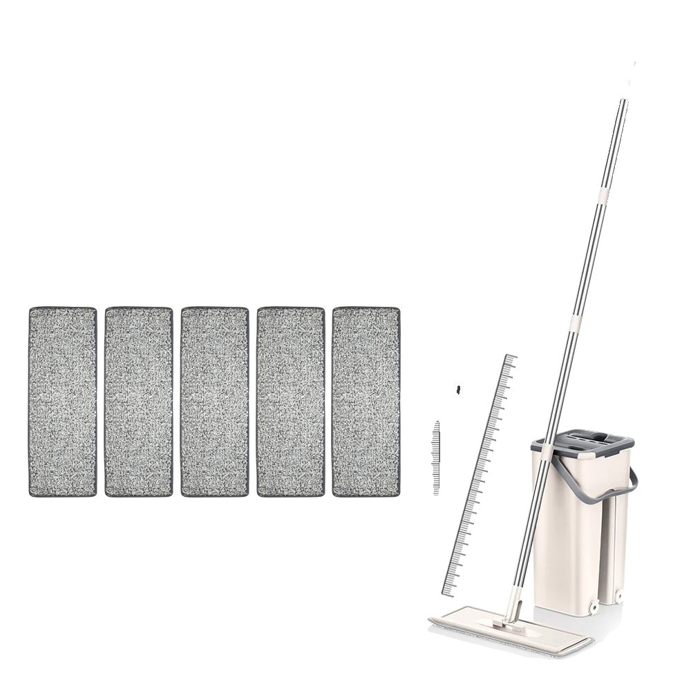 Variant image for Handvrije Vloerdweilset met Emmer en Wasbare Microvezel Doeken voor Houten Vloeren - Duurzaam en Efficiënt Reinigingssysteem-3