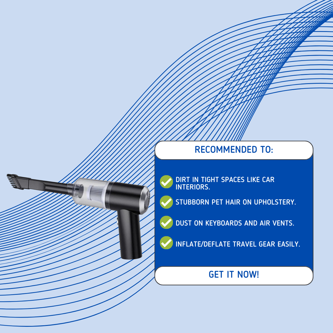 Draagbare Stofzuiger met 8000PA Zuigkracht en 3-in-1 Functionaliteit, Lichtgewicht en Inclusief 5 Sproeiers-6