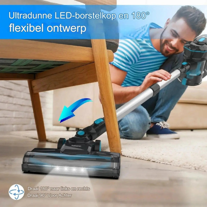 Blerio Stofzuiger Draadloze stofzuiger Aerovac™ - 20kPa zuigkracht, 40 minuten gebruik, veelzijdige 6-in-1 reinigingsoplossing