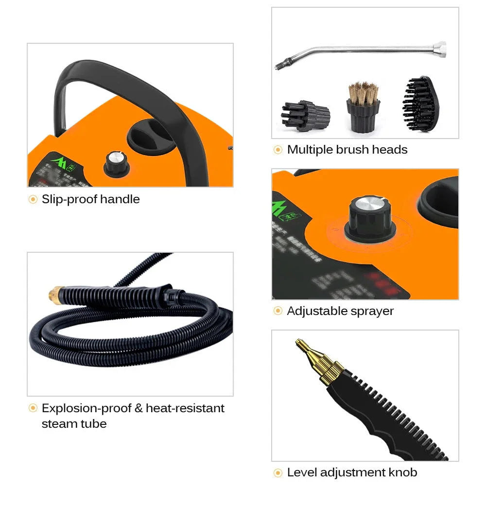 Draagbare Stoomreiniger 2500W met Hoge Druk van 3 Bar – Multifunctioneel Stoomapparaat voor Huishoudelijk Gebruik-6