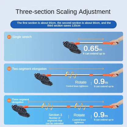 Telescopische Auto Reinigingsborstel met Dubbele Chenille Borstelkop en Verstelbare Lengte van 65 cm tot 135 cm-4