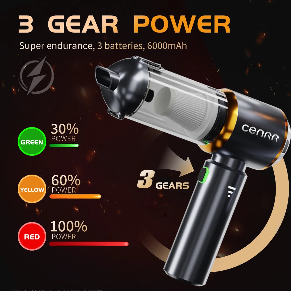 Krachtige Draagbare Auto Vacuümreiniger met 998000Pa Zuigkracht en USB-C Opladen – Lichtgewicht en Stil voor Efficiënte Reiniging-4