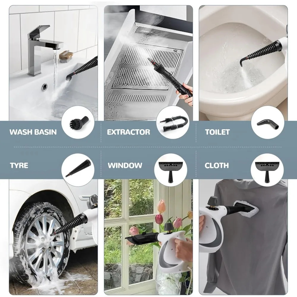 Draagbare Stoomreiniger met 11 Accessoires – Hoge Temperatuur en Chemievrij, Ideaal voor Vloeren en Kleding-4
