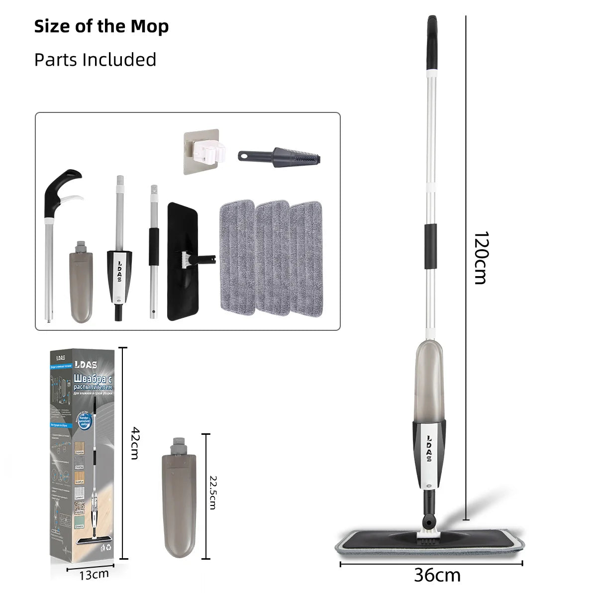 Efficiënte Spray Mop met 360 ml Fles en 3 Herbruikbare Microfiber Dweilkussentjes voor Vlakke Vloeren-1