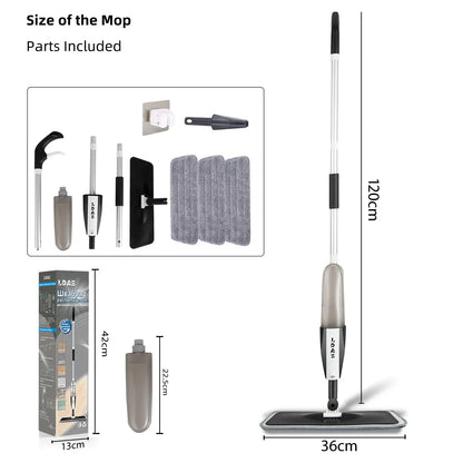 Efficiënte Spray Mop met 360 ml Fles en 3 Herbruikbare Microfiber Dweilkussentjes voor Vlakke Vloeren-1