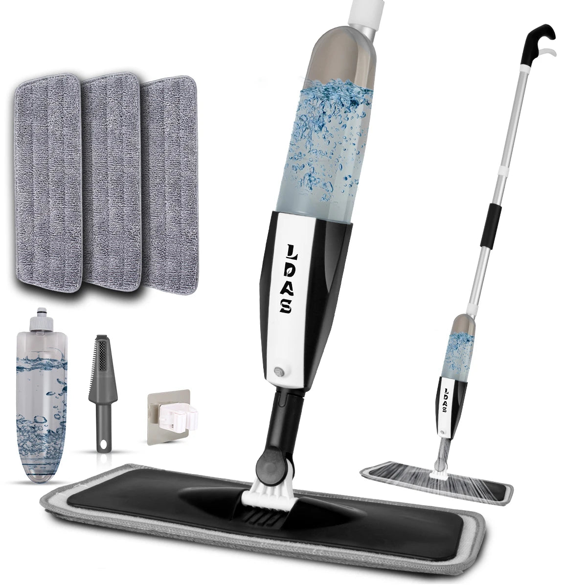 Efficiënte Spray Mop met 360 ml Fles en 3 Herbruikbare Microfiber Dweilkussentjes voor Vlakke Vloeren-2
