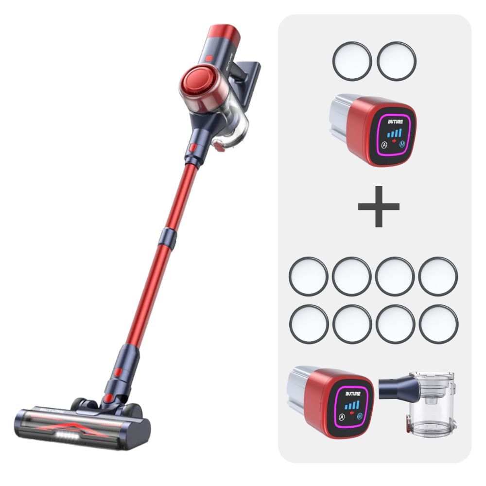 Draadloze Vacuümreiniger Rood met Extra Batterij en 10 HEPA-Filters – Krachtige en Duurzame Reiniger voor Diverse Oppervlakken-3