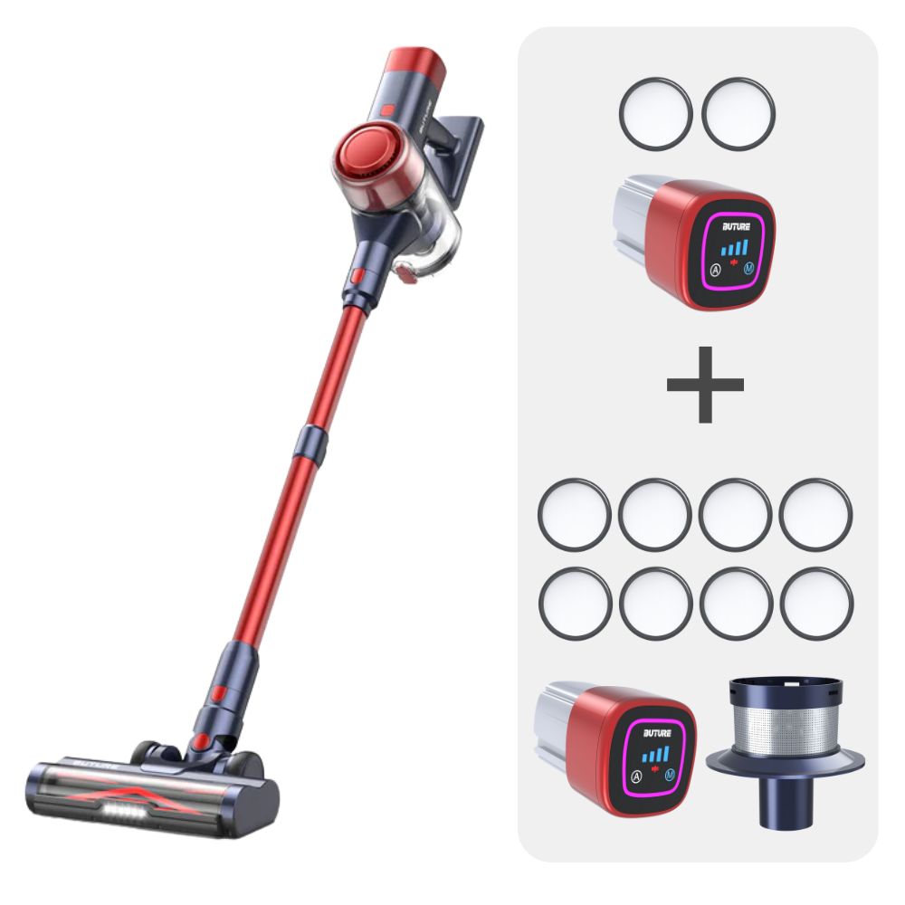 Variant image for Draadloze Vacuümreiniger Rood met Extra Batterij en 10 HEPA-Filters – Krachtige en Duurzame Reiniger voor Diverse Oppervlakken-2